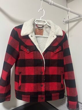 Levi's Red and Black Buffalo Plaid Sherpa-Lined Jacket